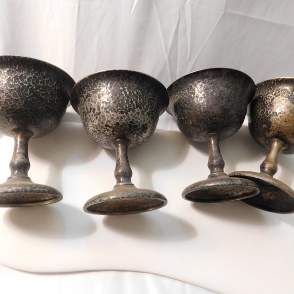 Antique Pick Barth Goblet 18% Nickel Silver Chalice Cups Lot of 4 - Picture 3 of 8